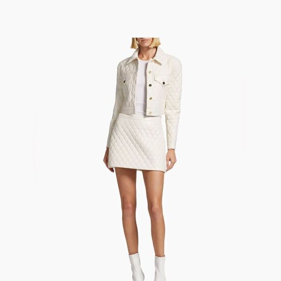 Alice + Olivia Chloe Quilted Faux Leather Jacket szie L - Picture 5 of 14